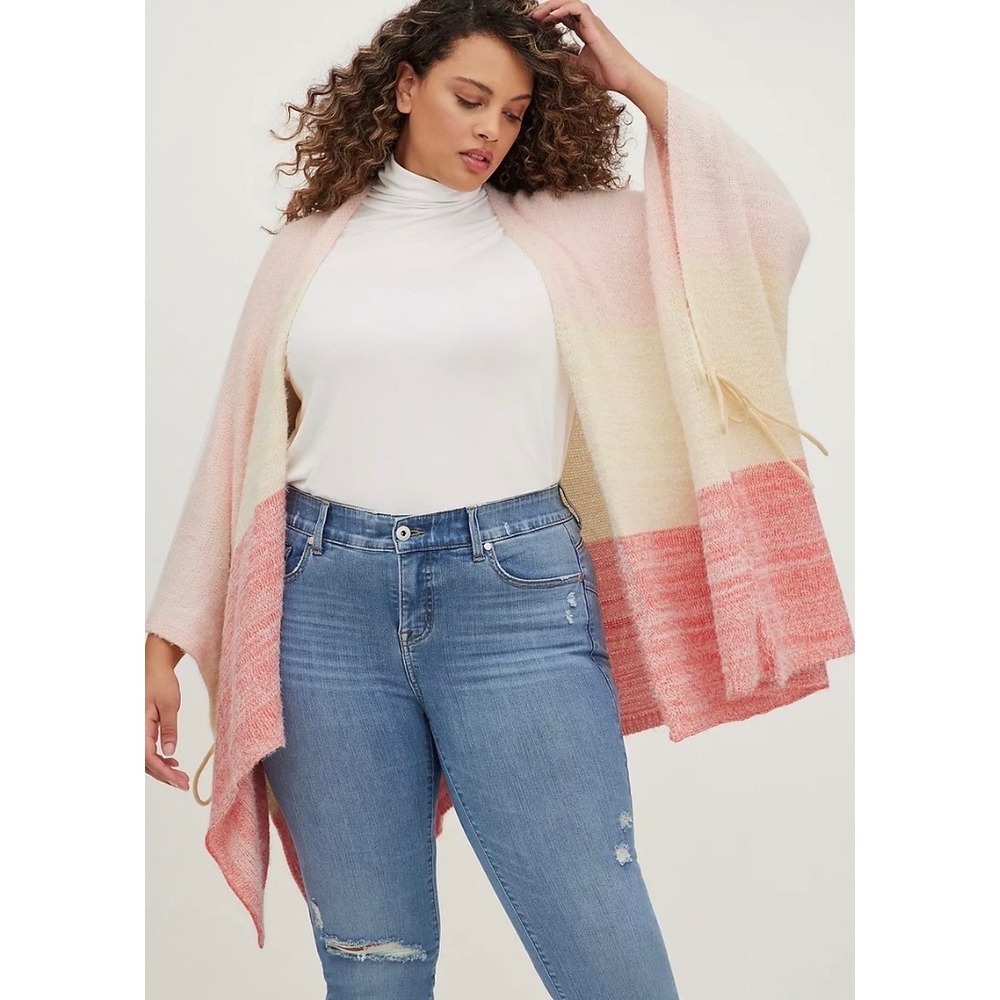 Torrid colorblock knit Ariana Multicolor shawl cape